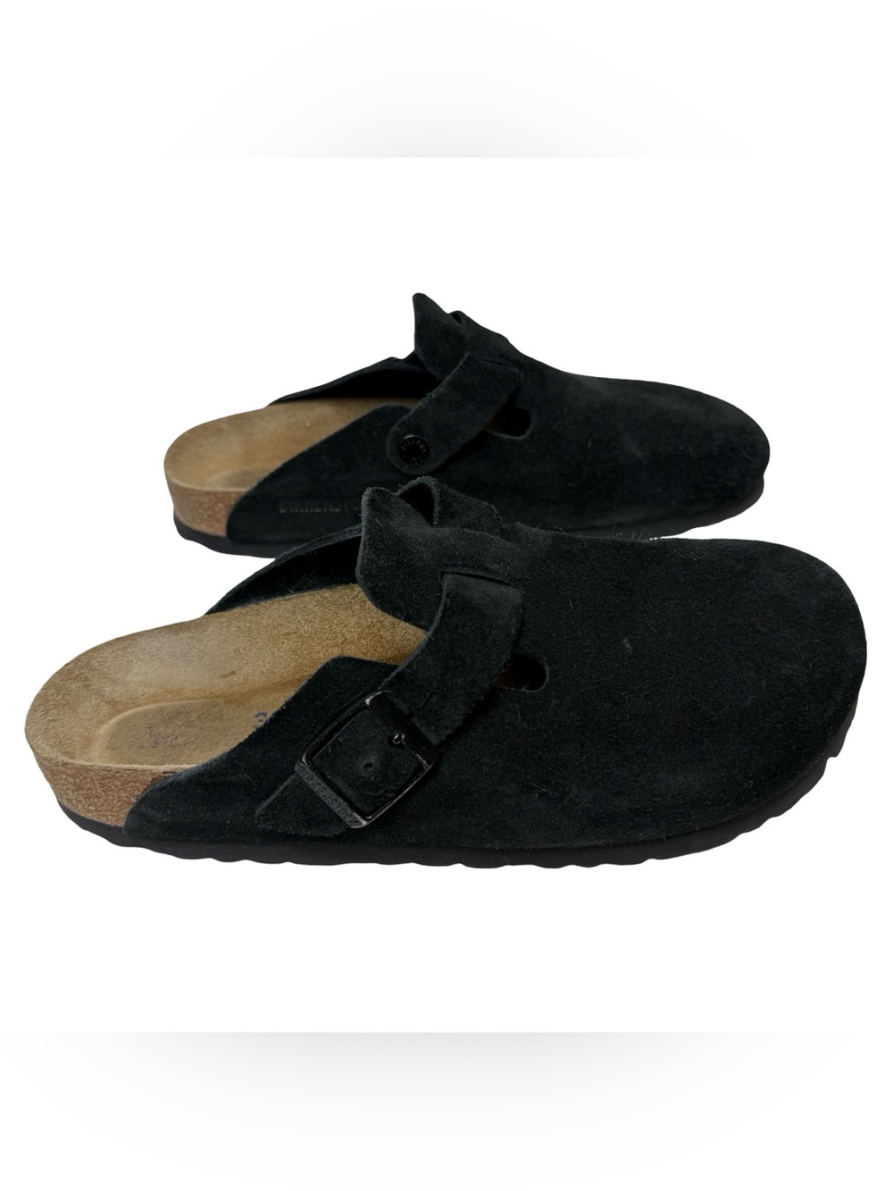 Birkenstock Boston Soft Footbed Clog Black Suede Slip-On Sandals Womens Size 39